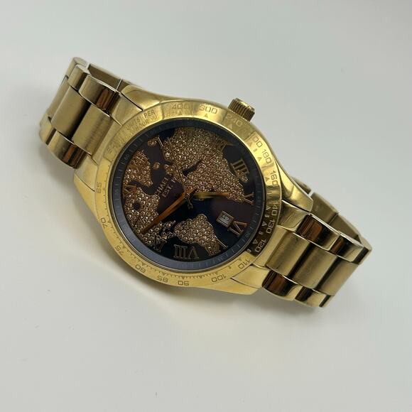 Michael Kors MK-6243 Gold Tone World Map Women’s Watch, 44mm Working - Picture 4 of 8